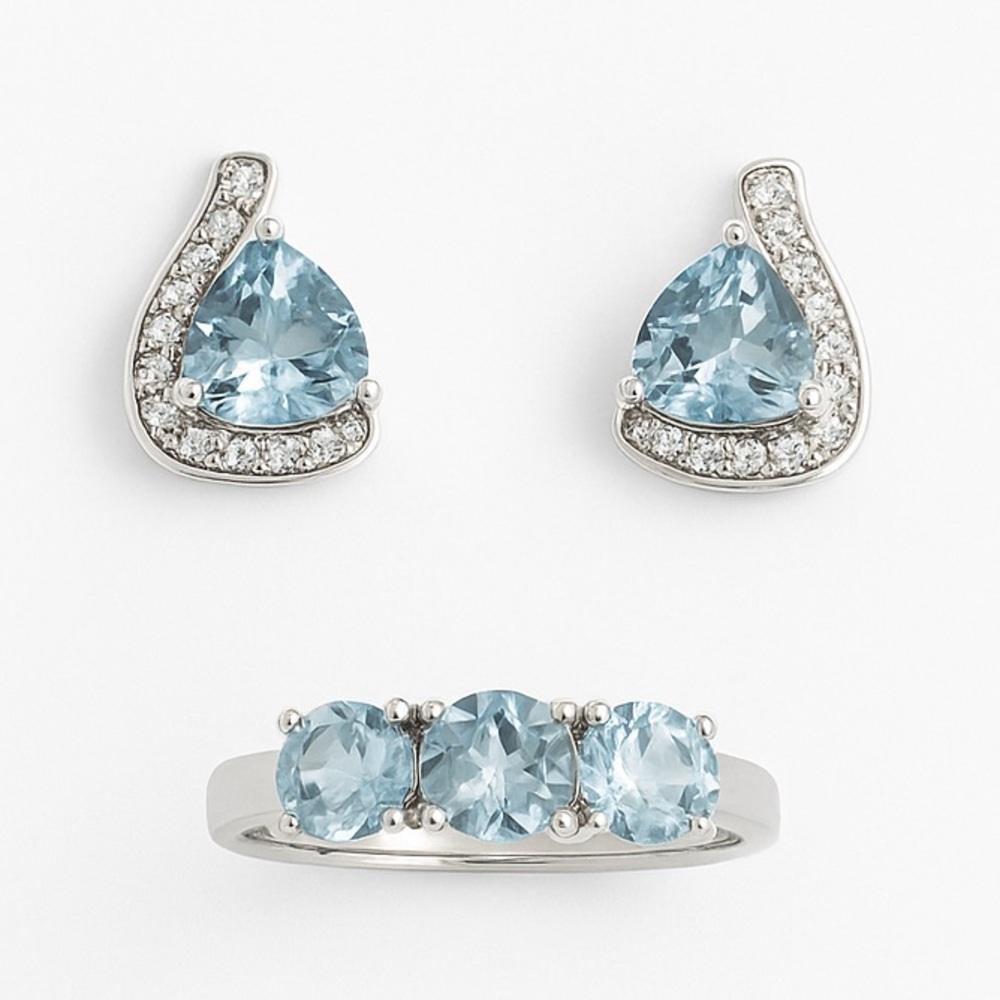 Elegant topaz and diamond Silver Jewelry Set
